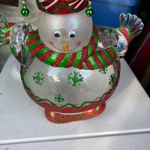 Snowman Candy Glass Bowl Dept 56 NIB